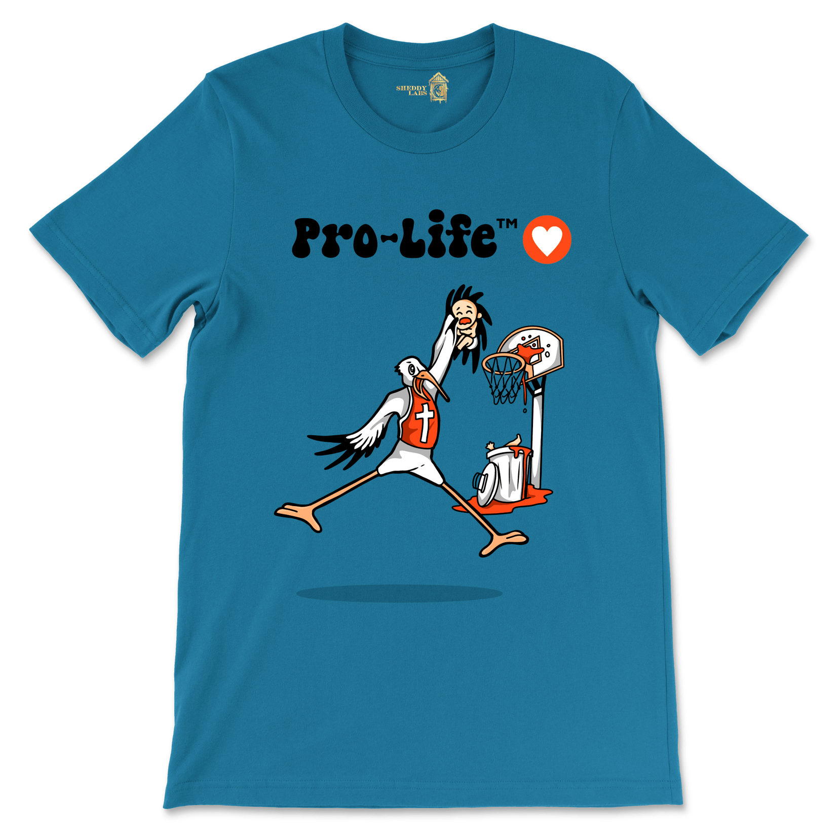 Pro-Life Stork University Basketball Graphic T-Shirt